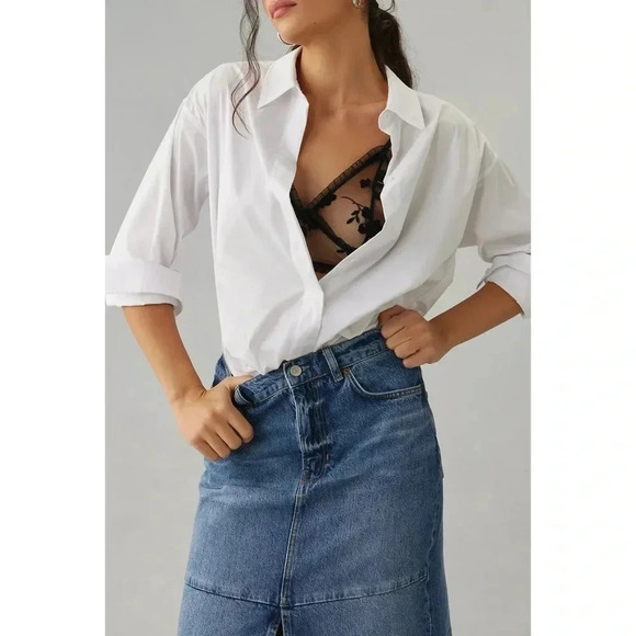 NWT Reformation Tazz Maxi Denim Jean Skirt Slit Blue 25 - Picture 14 of 15